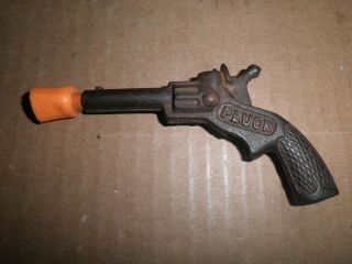 Great Old Cast Iron " Pluck " Toy Cap Gun Pistol C.  1930
