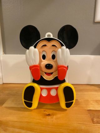 Vintage Walt Disney Mickey Mouse Illco Wind Up Musical Peekaboo Toy