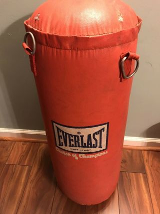 Vintage Everlast Leather Boxing Punching Bag Tan Red Leather Cowhide