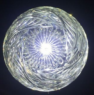 Vintage Crystal Clear Cut Glass Round Ball Shape 4.  75 " Dia