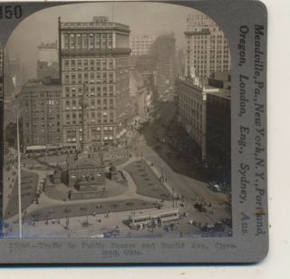 Traffic Public Square Euclid Ave Cleveland Oh Keystone Stereoview C1900