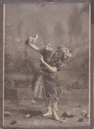 Cabinet Card Little Girl Posed Ballet Flower Costumes Of San Francisco,  Ca