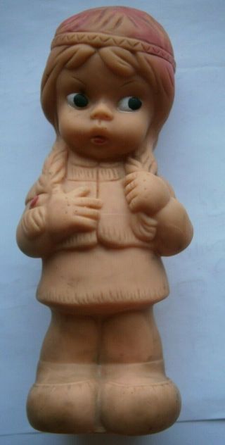 Vintage Rubber Toy Doll Puppet Little Indian Girl Rubbertoys Italy