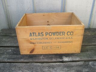 Vintage Atlas Powder Company Dynamite Explosives Wooden Crate B2849