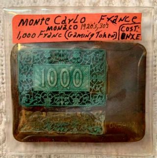 Monte Carlo Casino Monaco 1000 Francs Gaming Token 1920s Or 30s