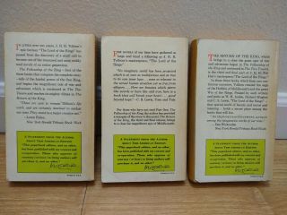 Vintage JRR Tolkien ' s Lord of the Rings Trilogy - 1st US 1965 Edition Paperbacks 2