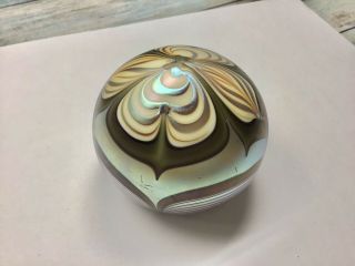 Vintage 1976 Orient And Flume Iridescent Paperweight Signed 3