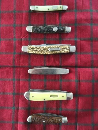 6 Vintage Usa / Germany Pocket Knives Schrade - John Primble - Casexx - Imperial