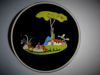 Vintage Mexico Tlaquepaque Black Pottery - 9 1/4 " Plate