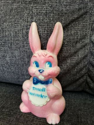 Vintage Shaklee Pink Blue Rubber Squeaky Toy Rabbit Small Wonder Child 