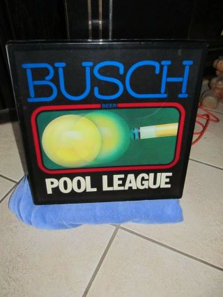 Vintage 1985 Busch Beer Lighted Sign Pool Table Bar Game Room Man Cave 18 X 18