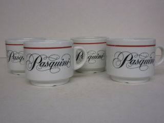 4 Vtg.  Pasquini Cappuccino Expresso Coffee Cups Music Puccini Art Bernini Italy
