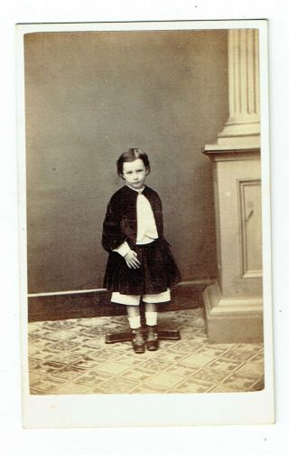 Victorian Cdv Photo Small Child Standing Lowestoft Photographer