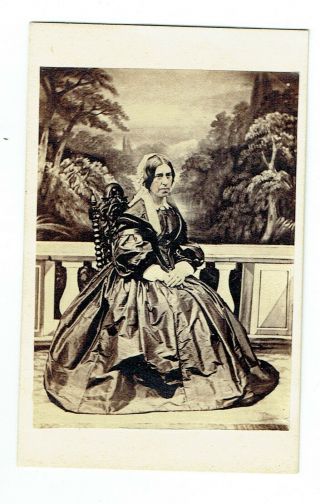 Victorian Cdv Photo Lady Seated Long Dress Hand Tinted Lowestoft Photographer