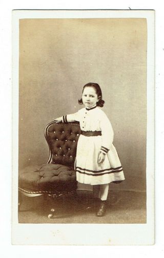 Victorian Cdv Photo Small Girl Standing Lowestoft Photographer