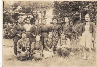 Vintage Photo Asia Japan Group Young Women Girl Fashion Japanese At2