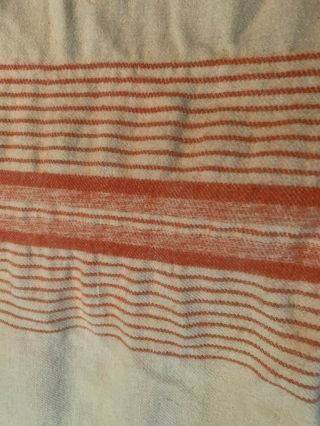 VTG Wool Camp Blanket Double Long Sleeping Bag 53 x 130 Ecru w/ Orange stripes 3