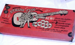 Vintage 1959 Mattel Strum - Fun Getar Guitar Toy W/orig Box & 8 Discs