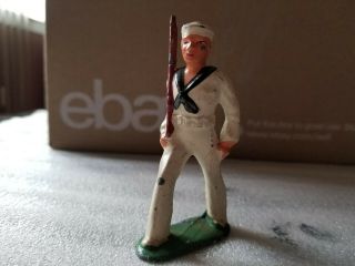 Vintage Manoil Barclay Lead Soldier Navy Sailor W/rifle Marching 01
