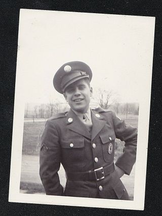 Old Vintage Antique Photograph Private First Class Military Man In Uniform 1943