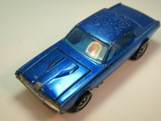 Vintage Hot Wheel Redline Hk Custom Cougar Blue / Blue Interior 1968