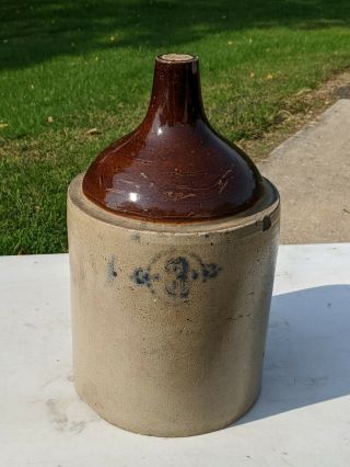Vintage 3 Gallon Western Stoneware Crock Jug Whiskey Moonshine Antique Decor