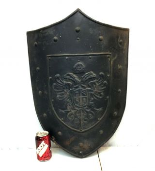 Vintage Decorative Steel Knights Shield With Coat Of Arms Crest 24 " Medieval