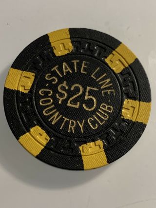 1953 State Line Country Club $25 Casino Chip Lake Tahoe Nevada 3.  99