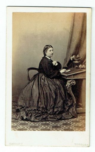 Victorian Cdv Photo Lady Seated At Writing Desk Torquay Photographer