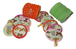 12 Vintage Chinese Paper Lanterns Accordian Fold Tiki Butterflies Multi Colors