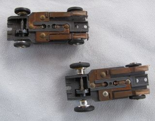 Two Vintage Aurora Ho Scale T - Jet Solid Rivet Running Chassis
