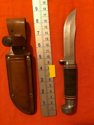 Vintage Western 66 Hunting Knife W/sheath Made In The Usa