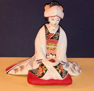 Vintage Japanese Hakata Urasaki Clay Doll Collectible Bride Geisha Figurine