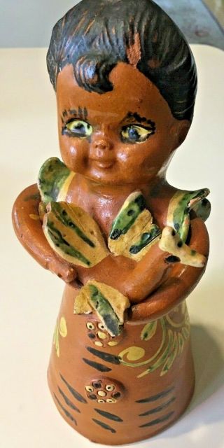 Vintage Mexican Terra Cotta Folk Art Pottery Piggy Bank Figurine