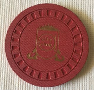 Vintage Illegal Red Poker Chip - City Club - Albuquerque,  Mexico 1963