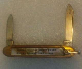 Colonial 2.  75 Inch Folding Knife Award 1969 Made In Rhode Island Vintage