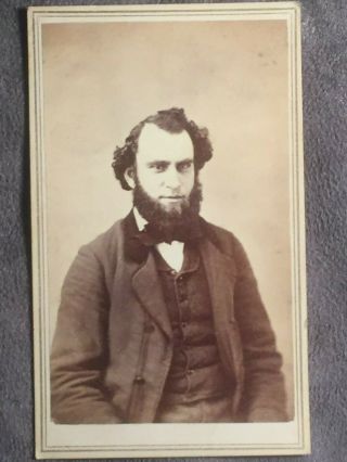 Man With Beard Cdv Dated C.  1865 By A.  B.  Tubbs Of Binghamton,  Ny