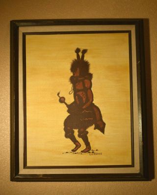 Larry J.  Ashkie Native American " Dancer " Oil On Canvas Painting 24 " X20 " Framed