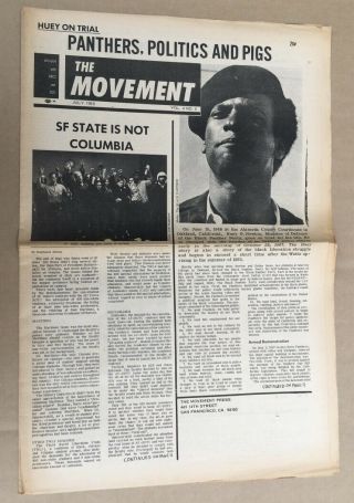 July 1968 The Movement Newspaper Sncc Sds Huey Newton On Trial Black Panther