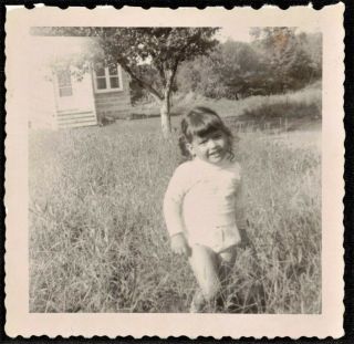 Vintage Antique Photograph Adorable Little Girl Standing In Tall Grass