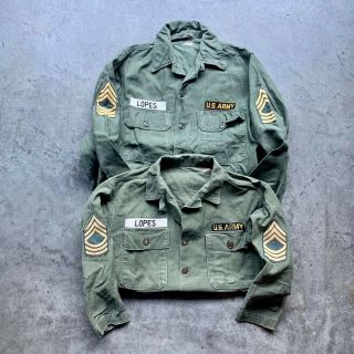 Vintage Us Army Fatigue Shirt Set Og 107 Vietnam Korea Name Patch 