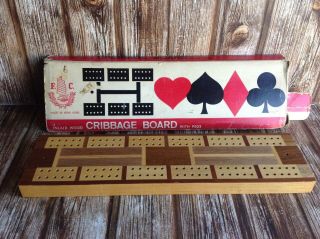 Vintage Timber Cribbage Playing Board No Pegs - Large Wooden Board - Boxed