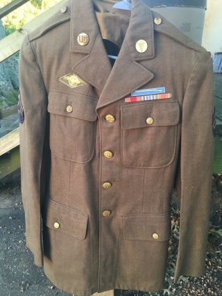 Vintage World War Ii Ww2 Us Army Wool Dress Coat Jacket Size 36