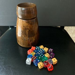 Vintage Wooden Dice Cup With Dice Made In Oregon By Al