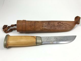 Vintage J.  Marttiini Lapinleuku Handmade Hunting Knife And Sheath Finland