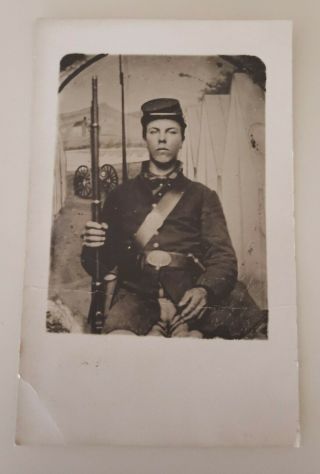 Postcard Image Of 1861 Civil War Soldier Sent 1910 Evansville Wi Byron Cleveland