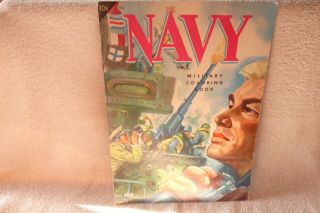 1964 Lowe Publishing Navy Military Coloring Book - - Great Cover Graphics - Exc
