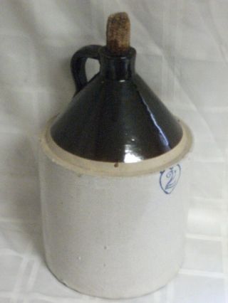 Vintage Pottery Jug 2 Gallon Brown/tan 2