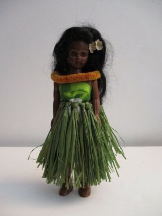 Vintage Rare Hawaiian Hula Girl W/grass Skirt Tiki Figure Figurine