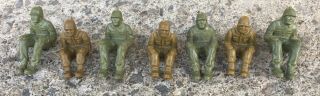 50s Marx 45mm Sitting Us Army Soldiers From Training Center Play Set - 7 Drivers